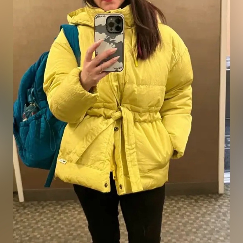 OOF Yellow Women's Puffer Jacket 46/US10 - Picture 11 of 13